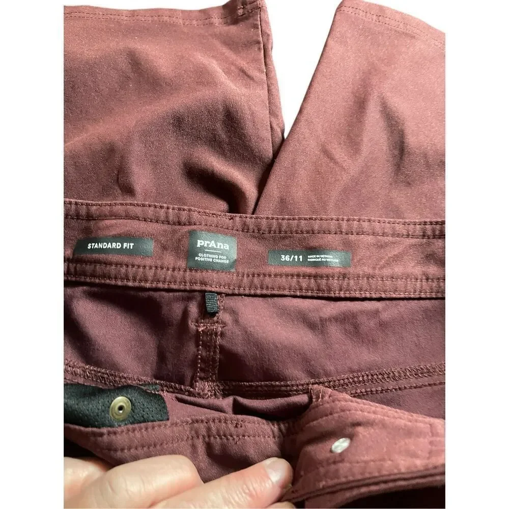 Prana Mens Maroon Standard Fit Flat Front Casual Chino Shorts Size 36/11